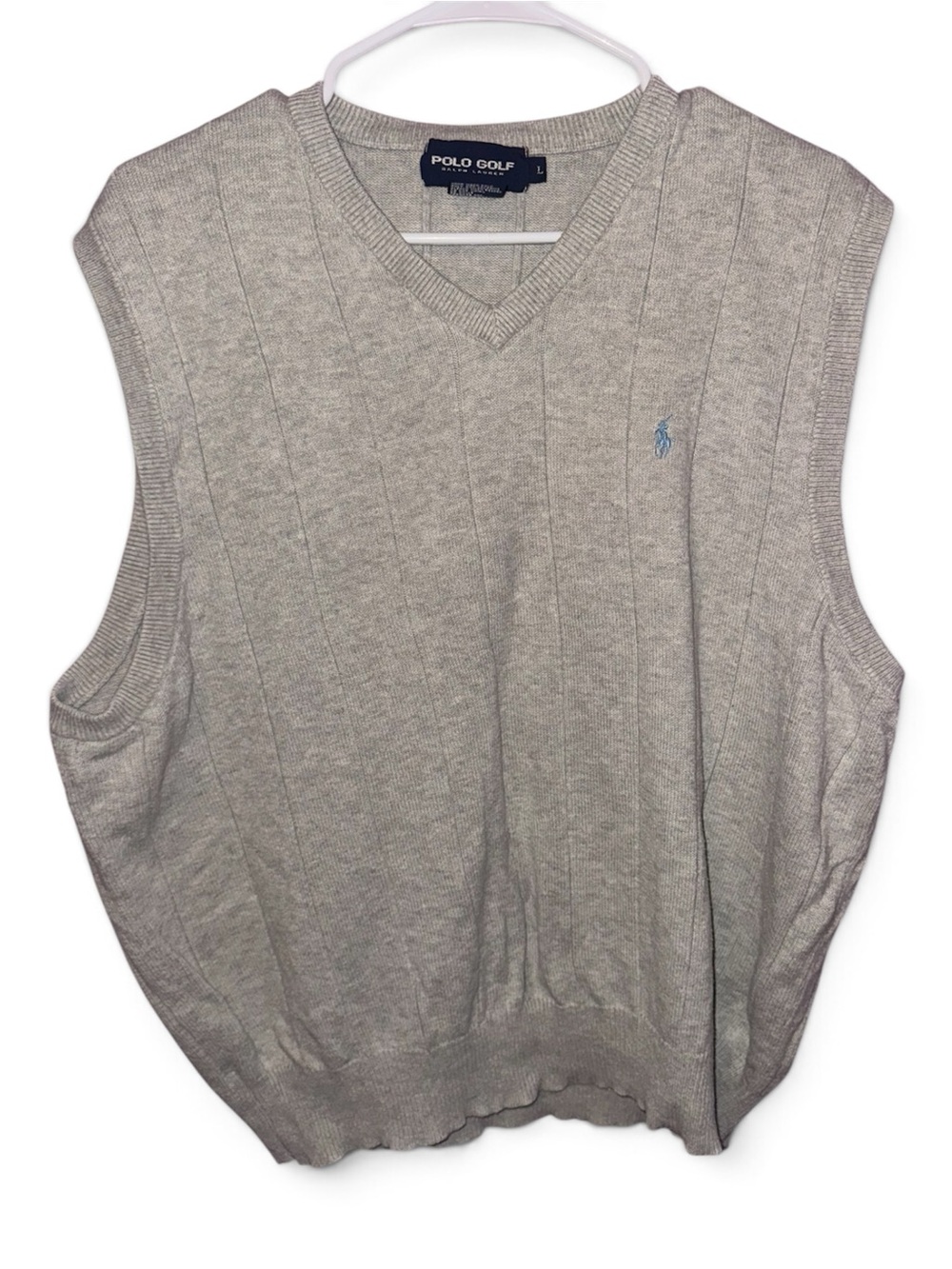Polo Golf by Ralph Lauren Light Gray V-Neck Cable Knit Sweater Vest